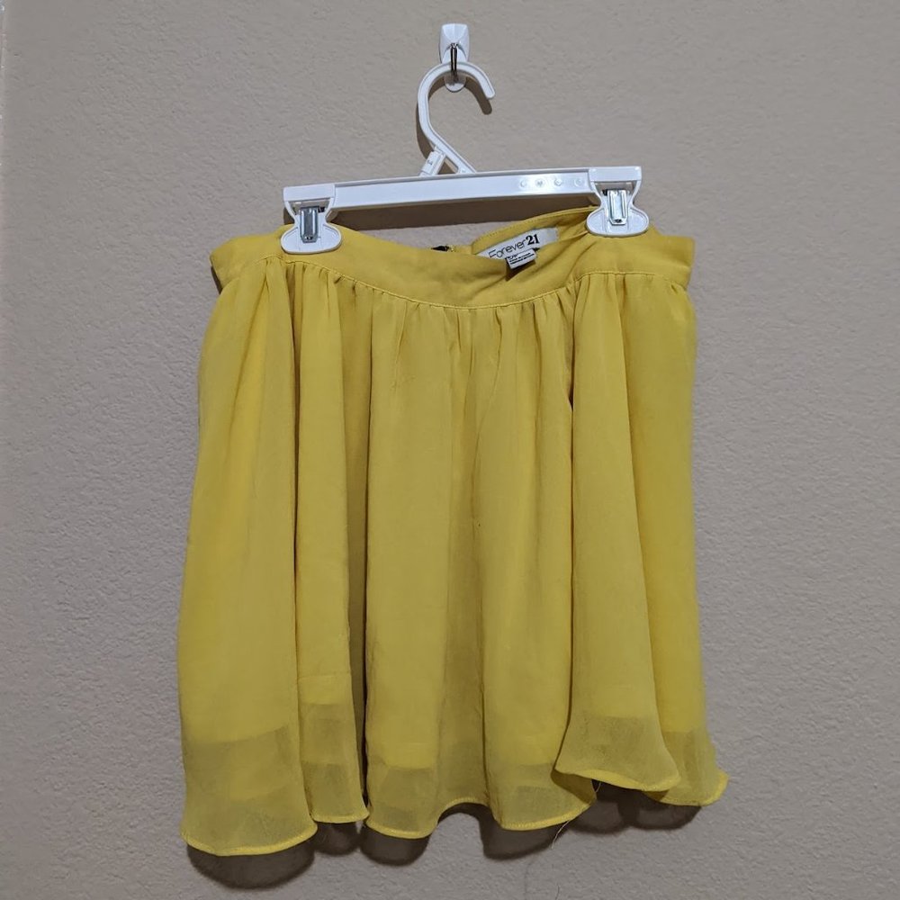 Forever 21 Yellow Sheer Flowy Skirt